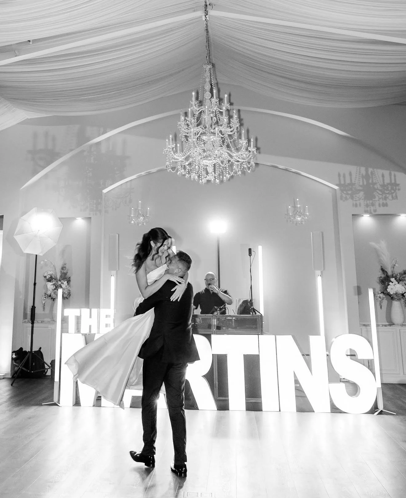 First dance under chandelier